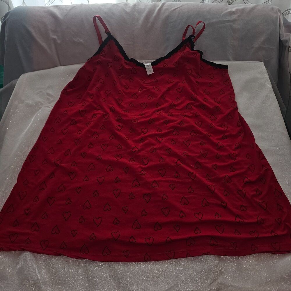 Super Soft Red and Black Sleep Chemise Size 3x